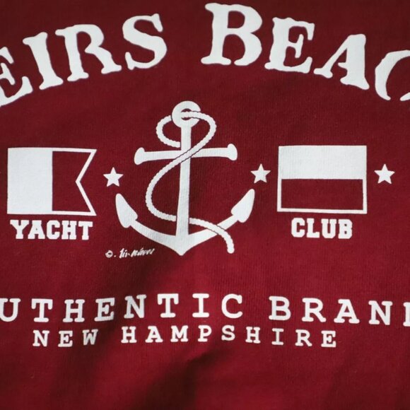 VTG Hanes Sweatshirt Men XL Red Fleece Ribbed Hem Weirs Beach Yacht Club Graphic - Picture 5 of 10